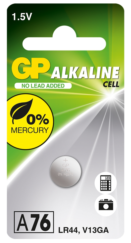 GP knappcell 1,5V, LR 44/A 76      1-pakk