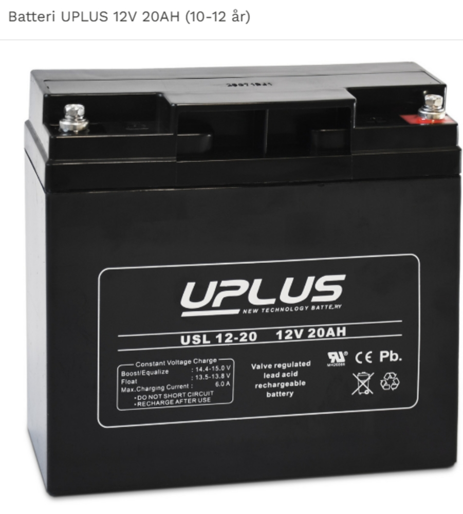 Batteri UPLUS 12V/20Ah 10+