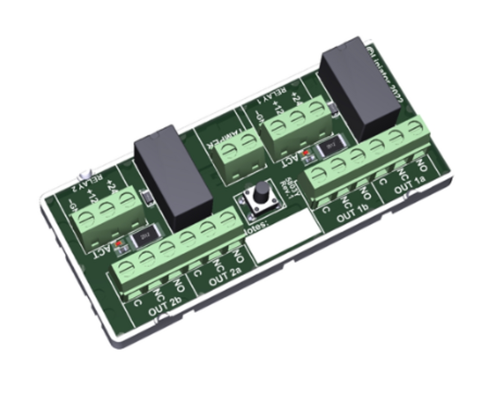 Relémodul 2x2 - 12/24VDC, skrutermiskrueterminaler