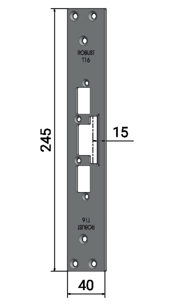 Flat montagestolpe T16 for         200 serien, Pløsemål 15mm