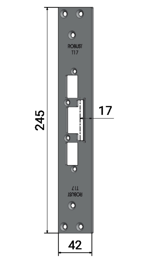 Flat montagestolpe T17 for 200     serien, Pløsemål 17mm