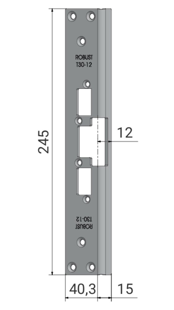 Vinklet montagestolpe T30-12,      for 200 serien, Pløsemål 12mm