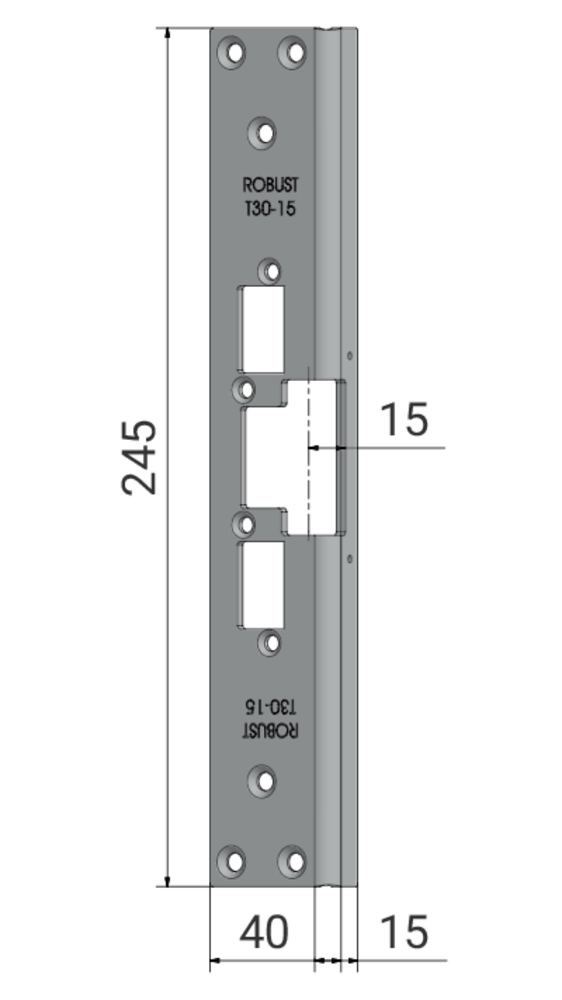 Vinklet montagestolpe T30-15,      for 200 serien, Pløsemål 15 mm