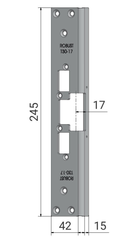 Vinklet montagestolpe T30-17,      for 200 serien, Pløsemål 17 mm