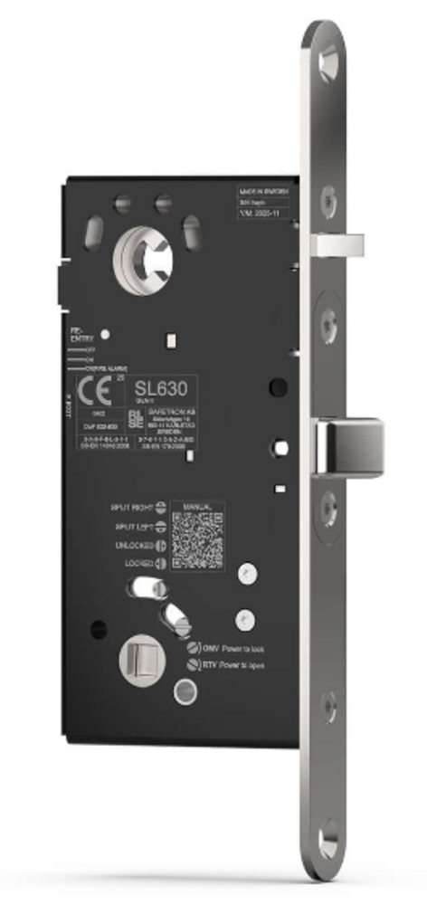 Solenoidlås SL 630 komplett u/sl.stRettvendt/Omvendt m/ny falle 12-24V