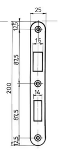 Sluttstykke SL5016 for alu dør     (For smalprofillås LK5016 / LK5032)