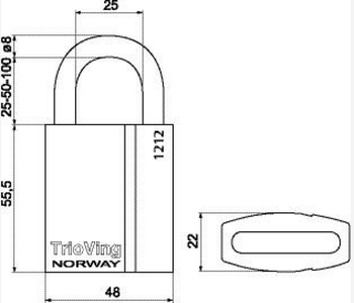 Hengelås Assa 5652R/25 rustfri