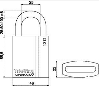 Hengelås ASSA 5652R/50 rustfri