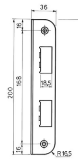 Sluttstykke SL5016 for tre dør     (For smalprofillås LK5016 / LK5032)
