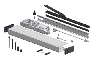SW300-S trekkende komplett, sølv   med sorte endekapper og glideskinne
