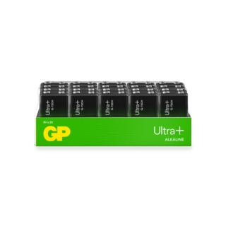GP Ultra Plus Alkaline 9V-batteri, 1604AUP/6LF22, 20-pack