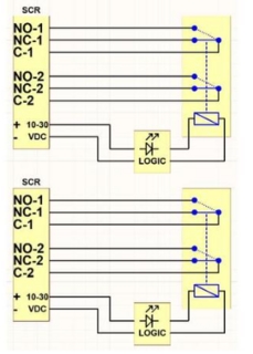 Relémodul 2x2 - 10-30VDC,          skrueterminaler